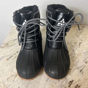 MISHANSHA QUILTED FLEECE LINED ANKLE SNOW BOOTS IN BLACK NWOB WOMEN'S SIZE 7